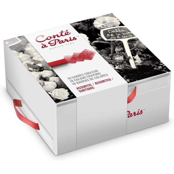 photo-Carrés couleur - Coffret de 18 couleurs - Conté à Paris - Assortiment