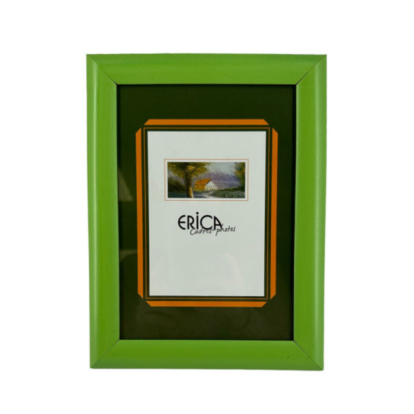 photo-Cadre photo - Pour photo 13x18cm - Bois - Vert - Bords larges - A suspendre ou à poser