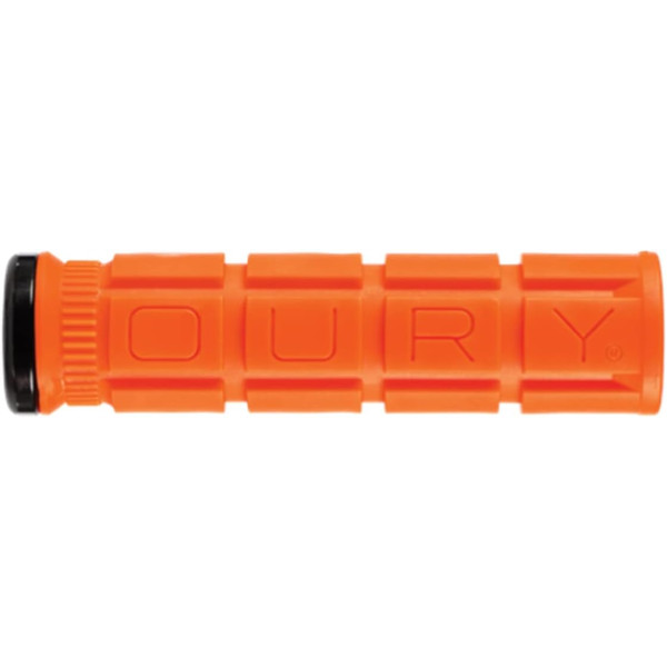 photo-Poignées - Vélo - VTT - Verrouillables - Avec grip - Orange - 135mm x 33mm - Oury