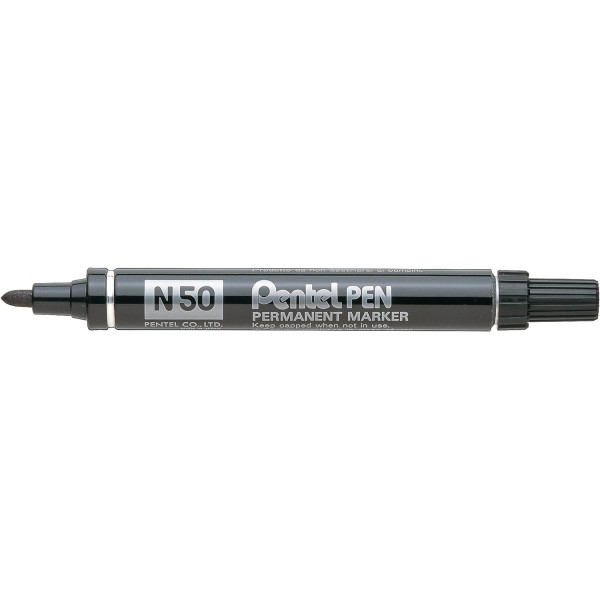 12 marqueurs - Noir - Indélébile - Permanent - Pointe ogive - Pentel - Pen N50