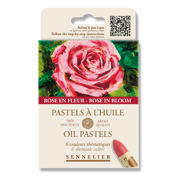 photo-Pastels à l'huile - Sennelier - Très onctueux - 6 couleurs - Rose en fleur