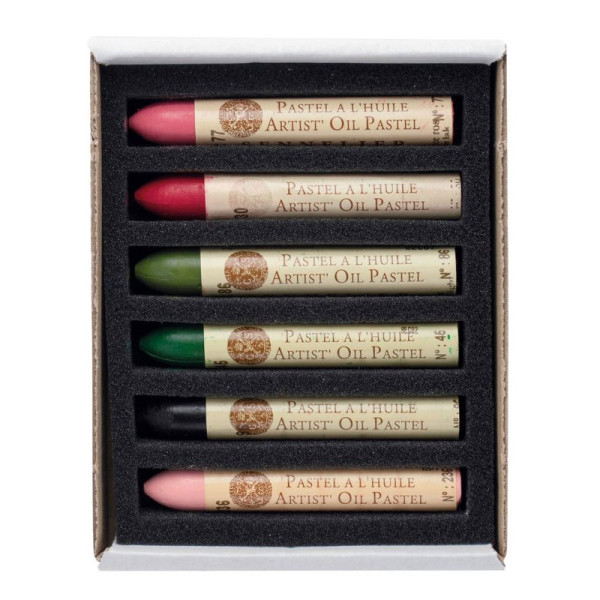 Pastels à l'huile - Sennelier - Très onctueux - 6 couleurs - Rose en fleur