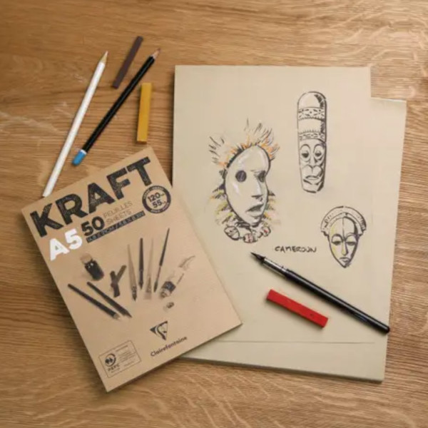 Bloc kraft brun A3 - 50 Feuilles - 120G - Clairefontaine