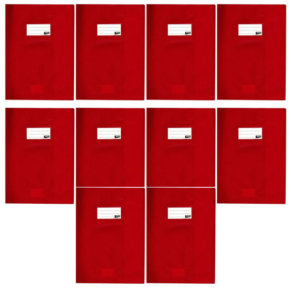 photo-10 protèges-cahier opaque rouge en PVC – Format 24x32 cm – Épaisseur 19/100ème – Grain cuir