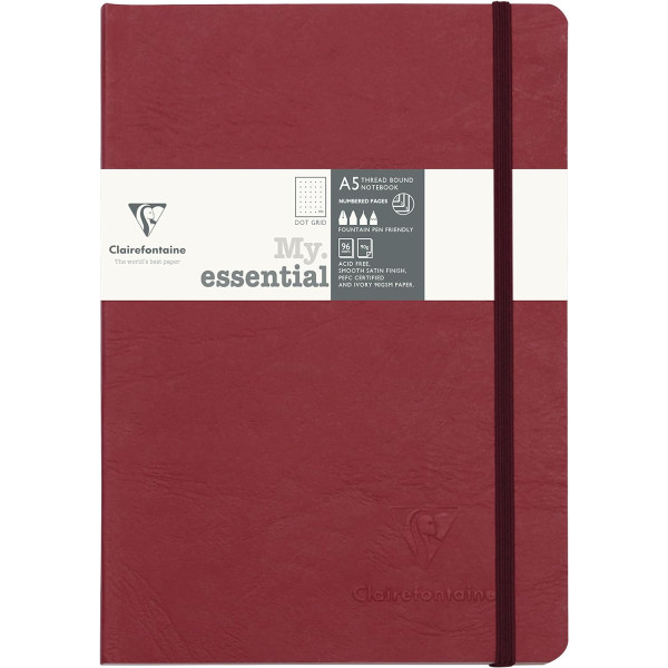 photo-Carnet - Dessin - Ecriture - A5 - Couverture effet cuir - 192 pages - Rouge - Clairefontaine