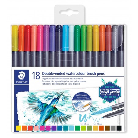 photo-18 feutres de coloriage - Aquarellable - Double pointe pinceau - Staedtler