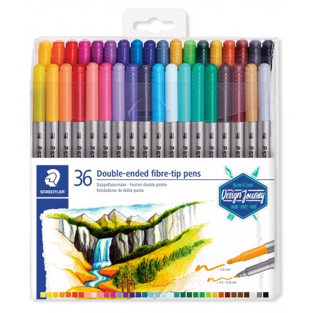 photo-36 feutres de coloriage - Deux pointes - Couleurs Assortis - Staedtler 3200