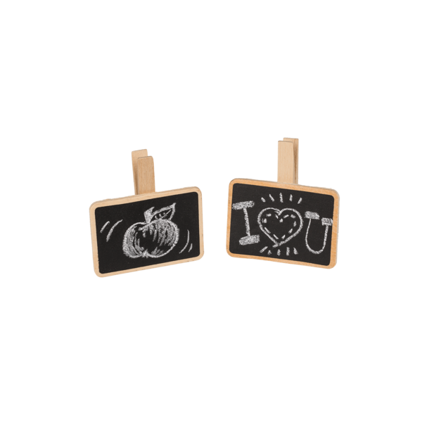 Petite ardoise - Noir - A clipser - Avec pince - Bois - 7x5x3 cm