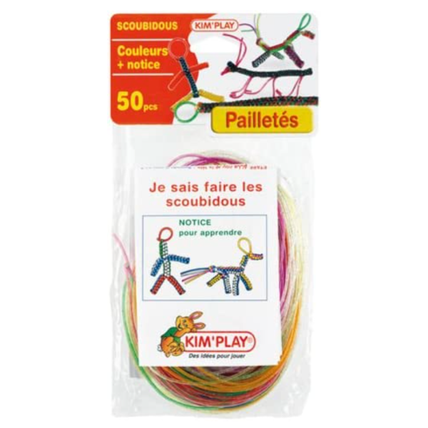 photo-Scoubidous - 50 fils pour faire des scoubidous - Pailletés - Inclus notice pour apprendre