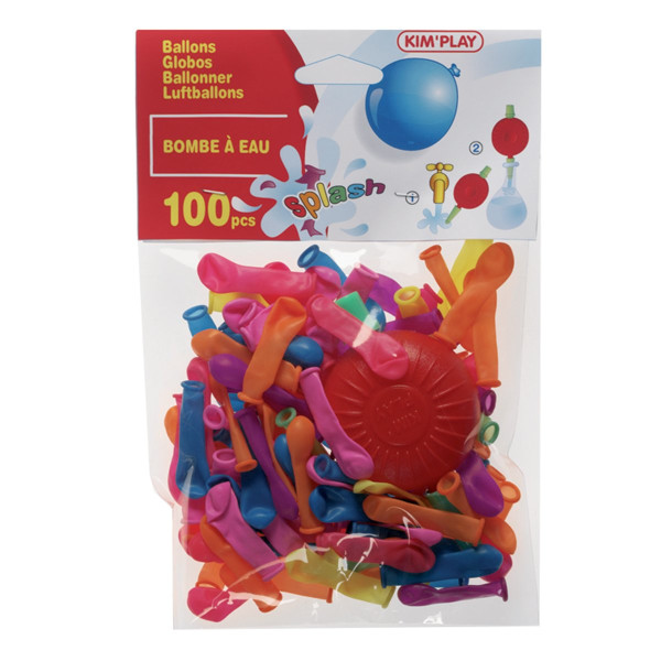 photo-Ballons pour bombes à eau - Petite pompe incluse - 100 ballons - Fête - Jeu