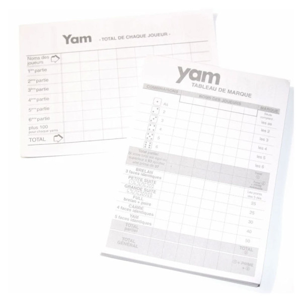 photo-Jeu de Yam - Carnet pour noter les points et scores - 50 feuilles - Jeu