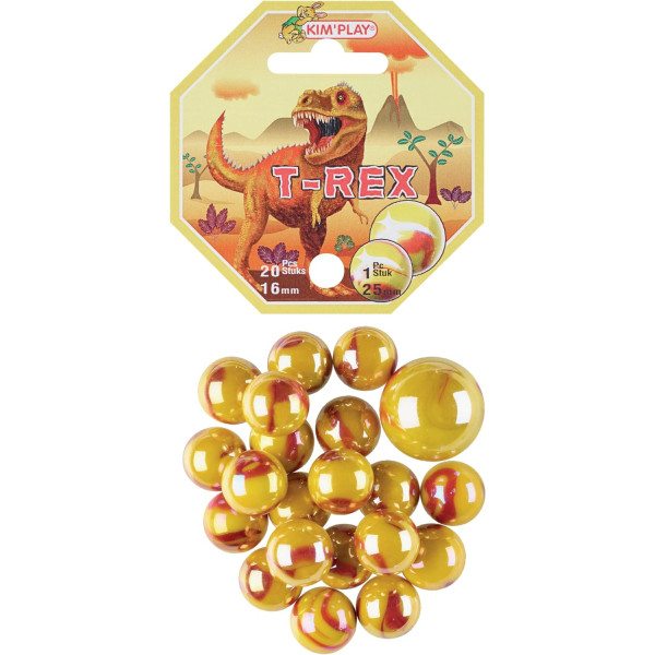 photo-Billes - Filet de 20 billes + 1 calot - Jaune et orange - T-Rex - Jeu - Enfant