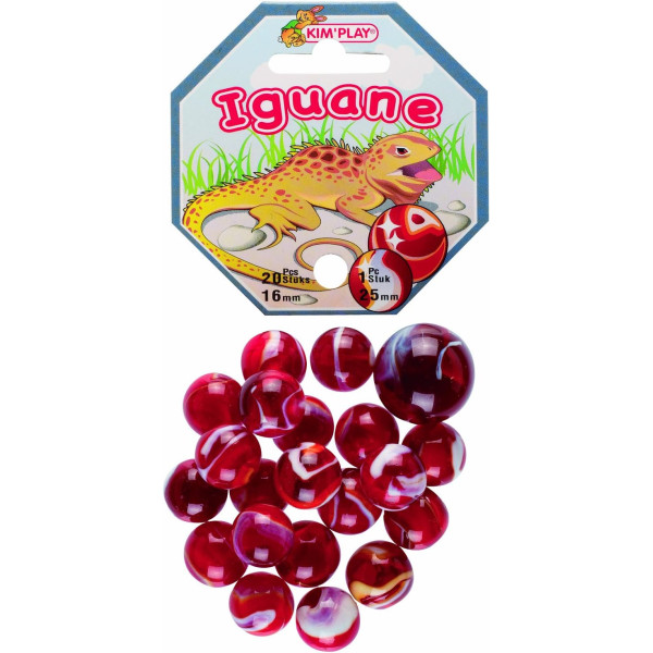 photo-Billes - Filet de 20 billes + 1 calot - Blanc et rouge - Iguane - Jeu - Enfant