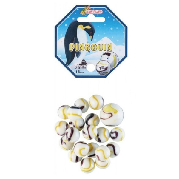 photo-Billes - Filet de 20 billes + 1 calot - Blanc, jaune et noir - Pingouin - Jeu - Enfant