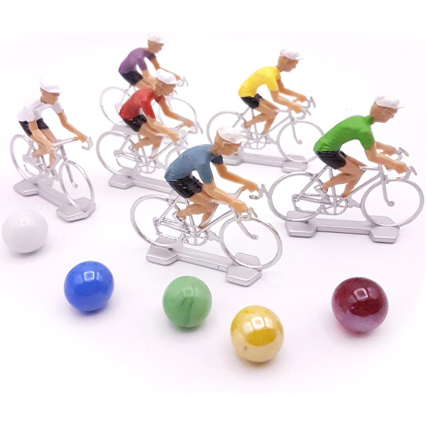 Jeu - Enfant - Coureurs cyclistes - 6 figurines + billes - Kermesse - Cadeau