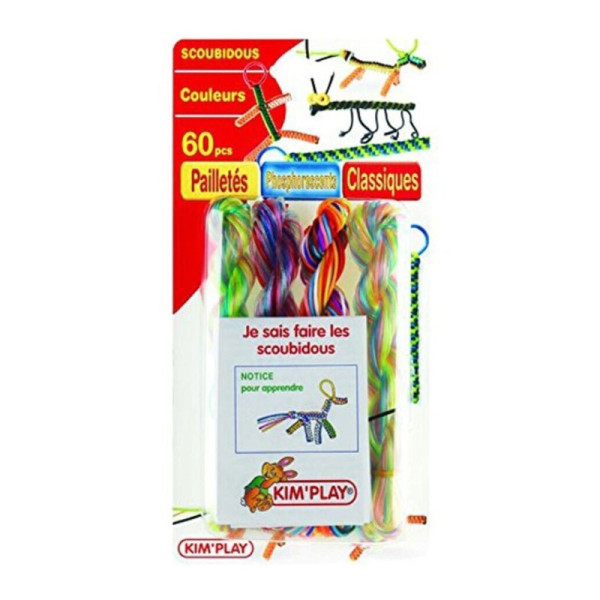 photo-Scoubidous - 60 fils - Pailletés, phosphorescent et classiques - Avec notice