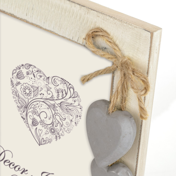 Cadre photo - Format photo 10x15cm - Cadre 14x19cm - Bois - Vintage - Cœur 3D