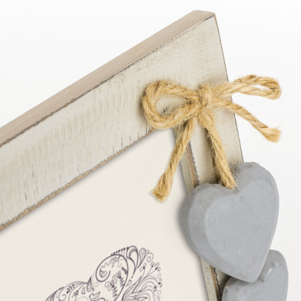 Cadre photo - Format photo 13x18cm - Cadre 17x22cm - Bois - Vintage - Cœur 3D