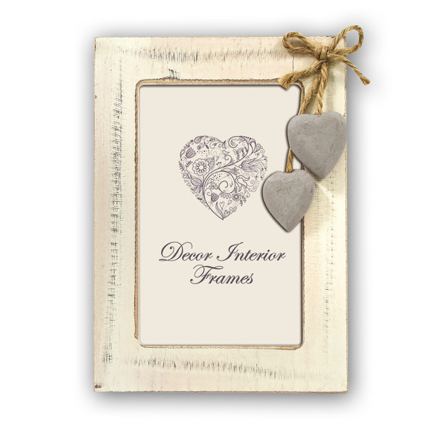 photo-Cadre photo - Format photo 20x30cm - Cadre 24x34cm - Bois - Vintage - Cœur 3D