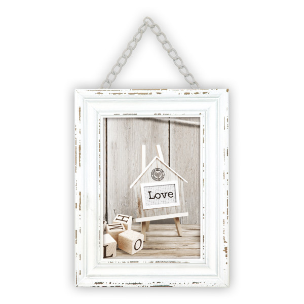 Cadre photo - Format photo 10x15cm - Cadre 17x22cm - Bois - Vintage - Blanc