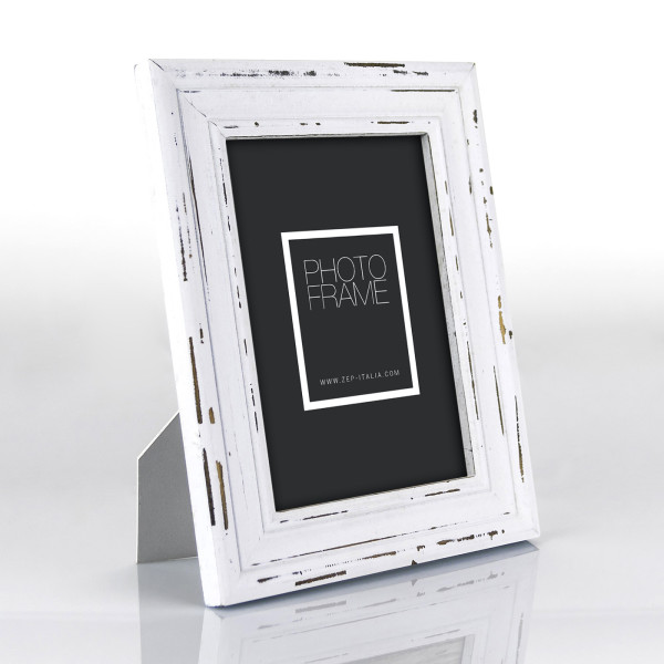 Cadre photo - Format photo 15x20cm - Cadre 22x27cm - Bois - Vintage - Blanc
