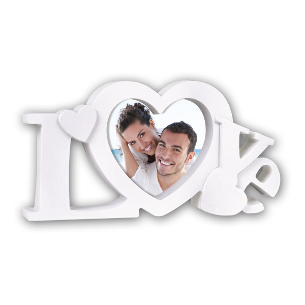 photo-Cadre photo - Love - Format cœur 10x10cm - Blanc - A poser - Cadeau