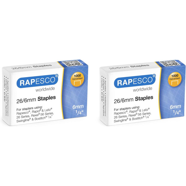Agrafeuse + agrafes 26/6mm - 2 boites de 1000 agrafes - Noir - Rapesco