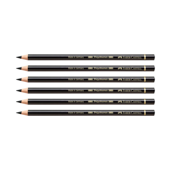 photo-Lot de 6 crayons de couleur - Noir - 199 - Polychromos Faber-Castell