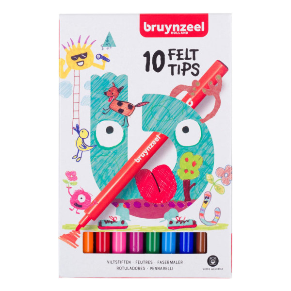 photo-Feutres de coloriage - Pour enfant - 10 couleurs - Encre lavable - Pointe moyenne
