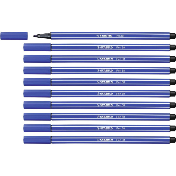 photo-10 feutres de dessin STABILO Pen 68 - pointe moyenne - Bleu marine 32