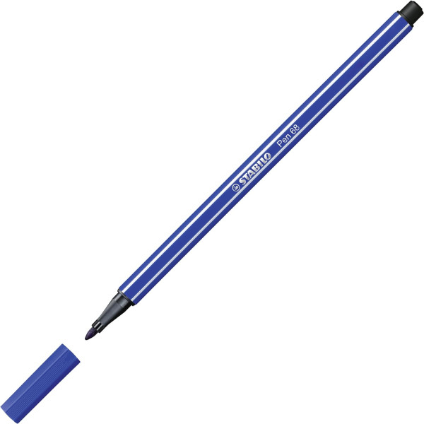 10 feutres de dessin STABILO Pen 68 - pointe moyenne - Bleu marine 32