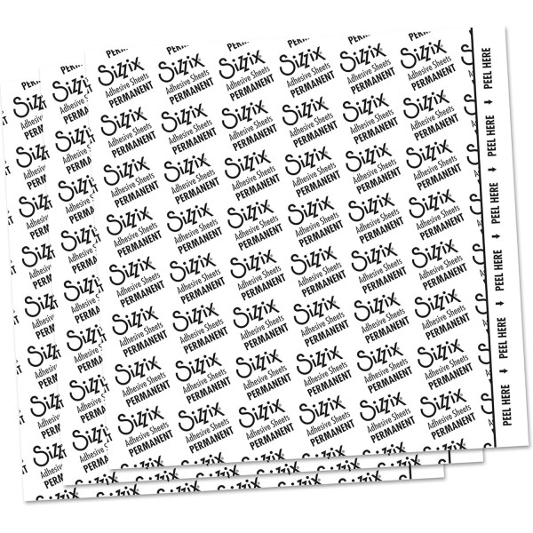 Feuilles adhésives - Permanente - 10 pièces - 15,24x15,24 cm - Scrapbooking - Sizzix