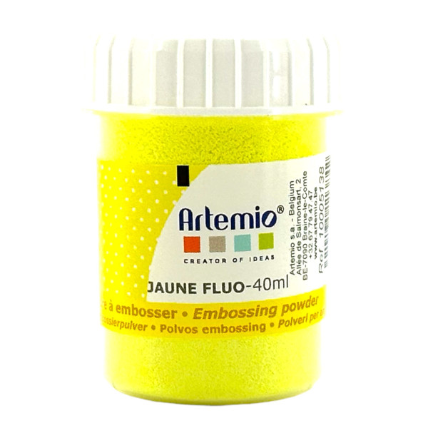 photo-Poudre à embosser - Jaune fluo - Opaque - Embossage - Scrapbooking - Pot de 40ml