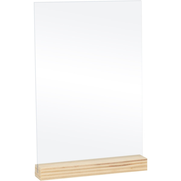 photo-Marque-place - Déco de table - Plexiglas - Transparent - 10x15cm - Socle bois - 5 pièces