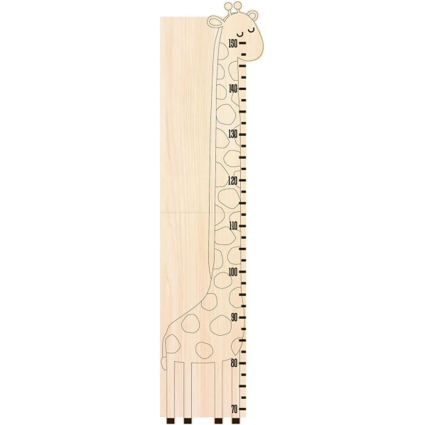photo-Toise - Décoration chambre d'enfant - Girafe - Bois - A personnaliser - Jusqu'à 1m50