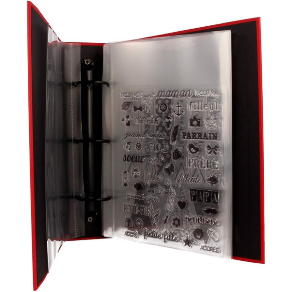 Classeur - Rangement pour motifs de tampons transparents - 15 pochettes - 25x22cm