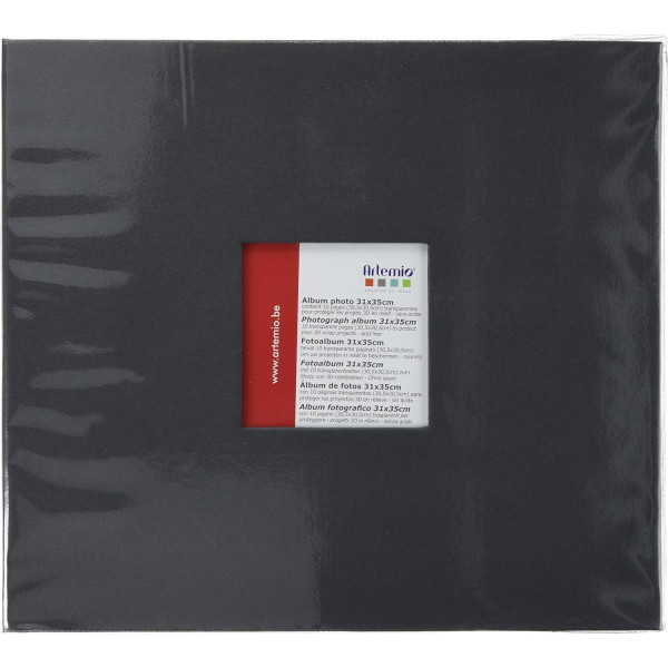 photo-Album photos - 31x35cm - 10 pages - Couverture cartonnée avec fenêtre - Gris anthracite