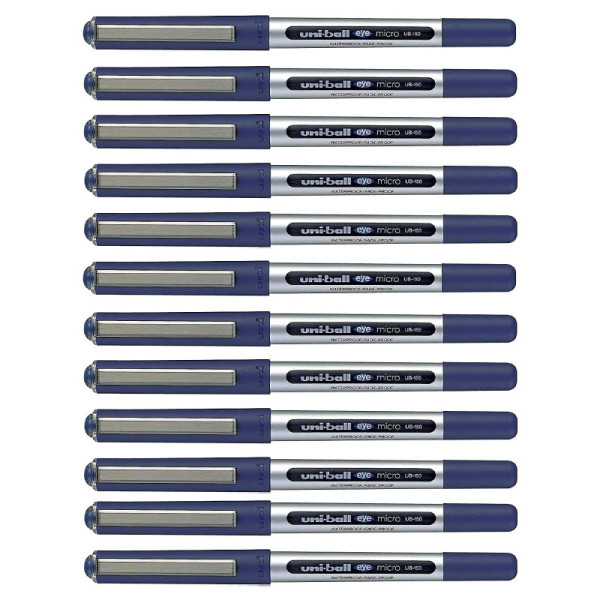 photo-12 stylos roller bleu Uni Ball EYE pointe fine 0,5mm
