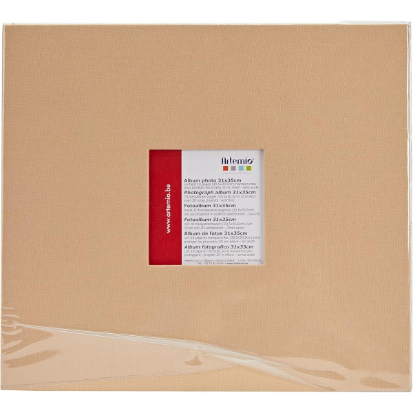 photo-Album photos - 31x35cm - 10 pages - Couverture cartonnée avec fenêtre - Beige
