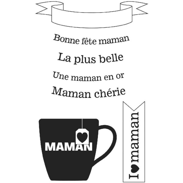photo-Tampons - Bonne fête maman - Transparent - 9x14cm - Scrapbooking - Carterie