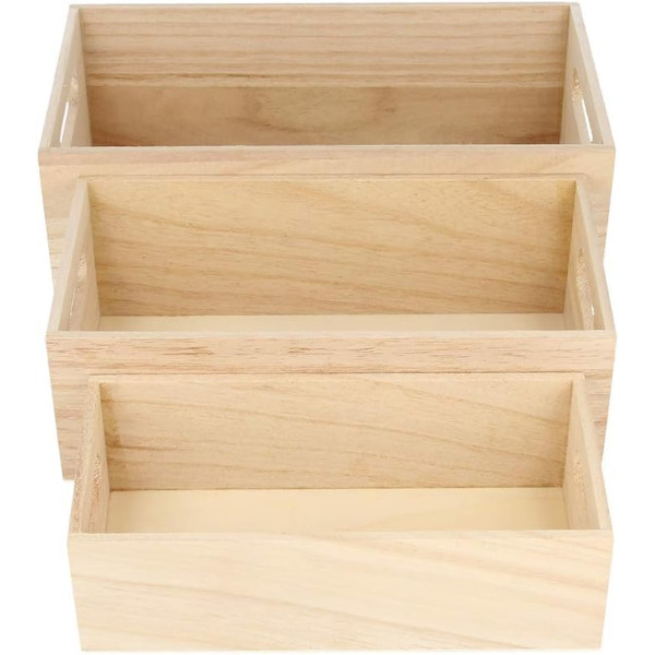 3 caisses en bois - A personnaliser - 3 tailles différentes - Loisirs créatifs - Décoration