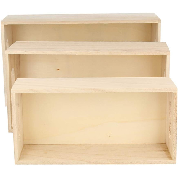 3 caisses en bois - A personnaliser - 3 tailles différentes - Loisirs créatifs - Décoration
