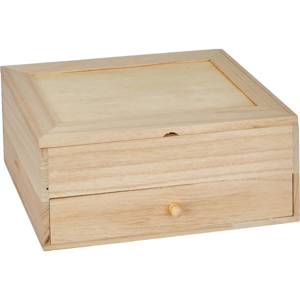 Coiffeuse - Boîte à bijoux - Bois - A personnaliser - Avec miroir - 26x17,5x11,5cm