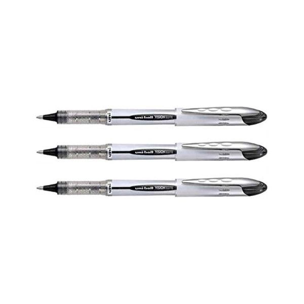 photo-3 stylos roller bille noir vision élite pointe moyenne 0,8mm Uni Ball