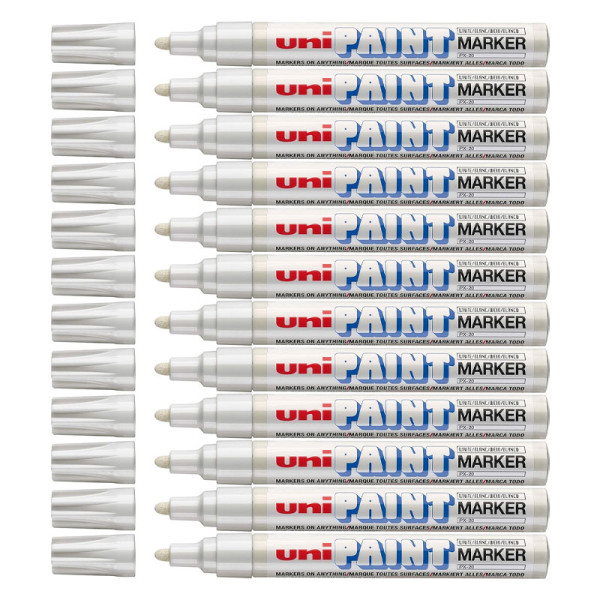 photo-12 marqueurs huile créatif Uni Ball Paint Marker PX-20 pointe moyenne blanc