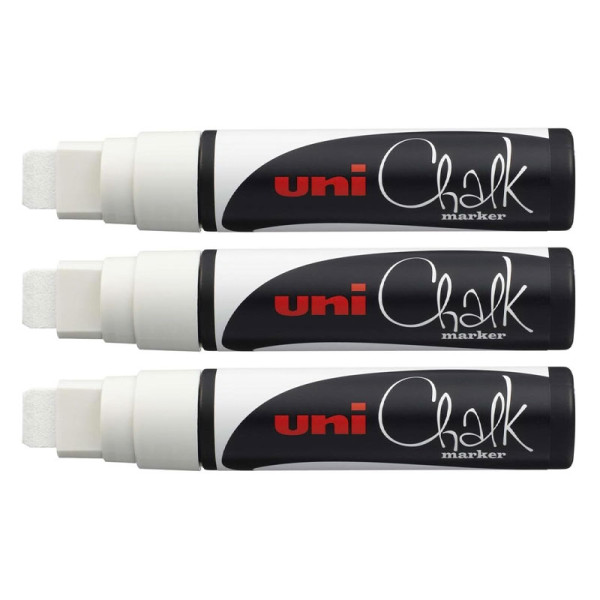 photo-3 marqueurs craie Uni chalk marker Uni Ball pointe extra large blanc