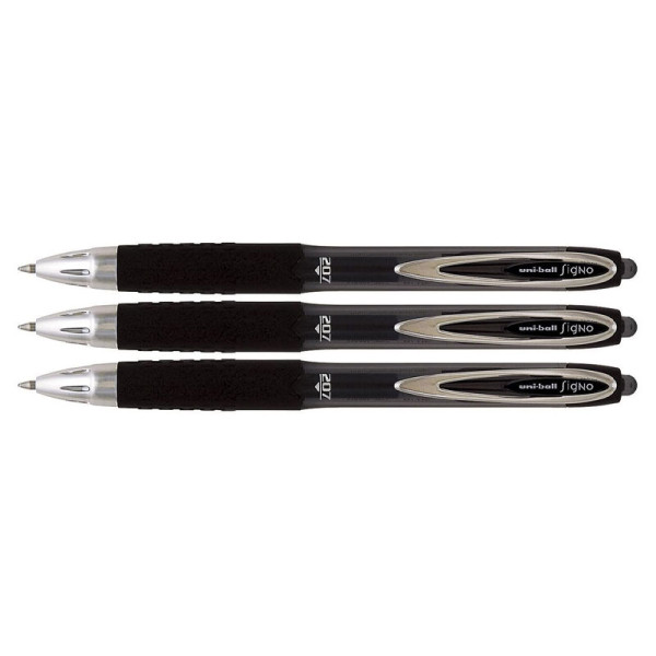 photo-3 stylos roller encre gel noir pointe moyenne 0.7 mm Uni-Ball Signo 207