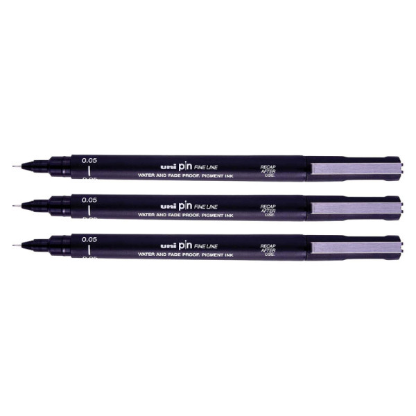 3 feutres de dessin uni pin - 0.05 mm - Noir - Uni-ball
