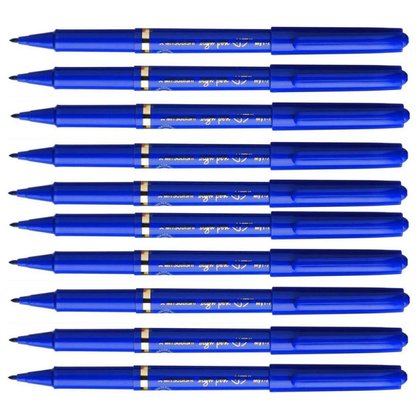 photo-10 feutres d'écriture Sign Pen Uni Ball bleu pointe fine