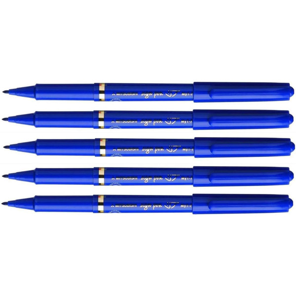 photo-5 feutres d'écriture Sign Pen Uni Ball bleu pointe fine